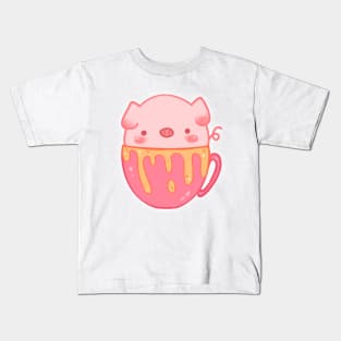 cappucino pets: teacup pig Kids T-Shirt